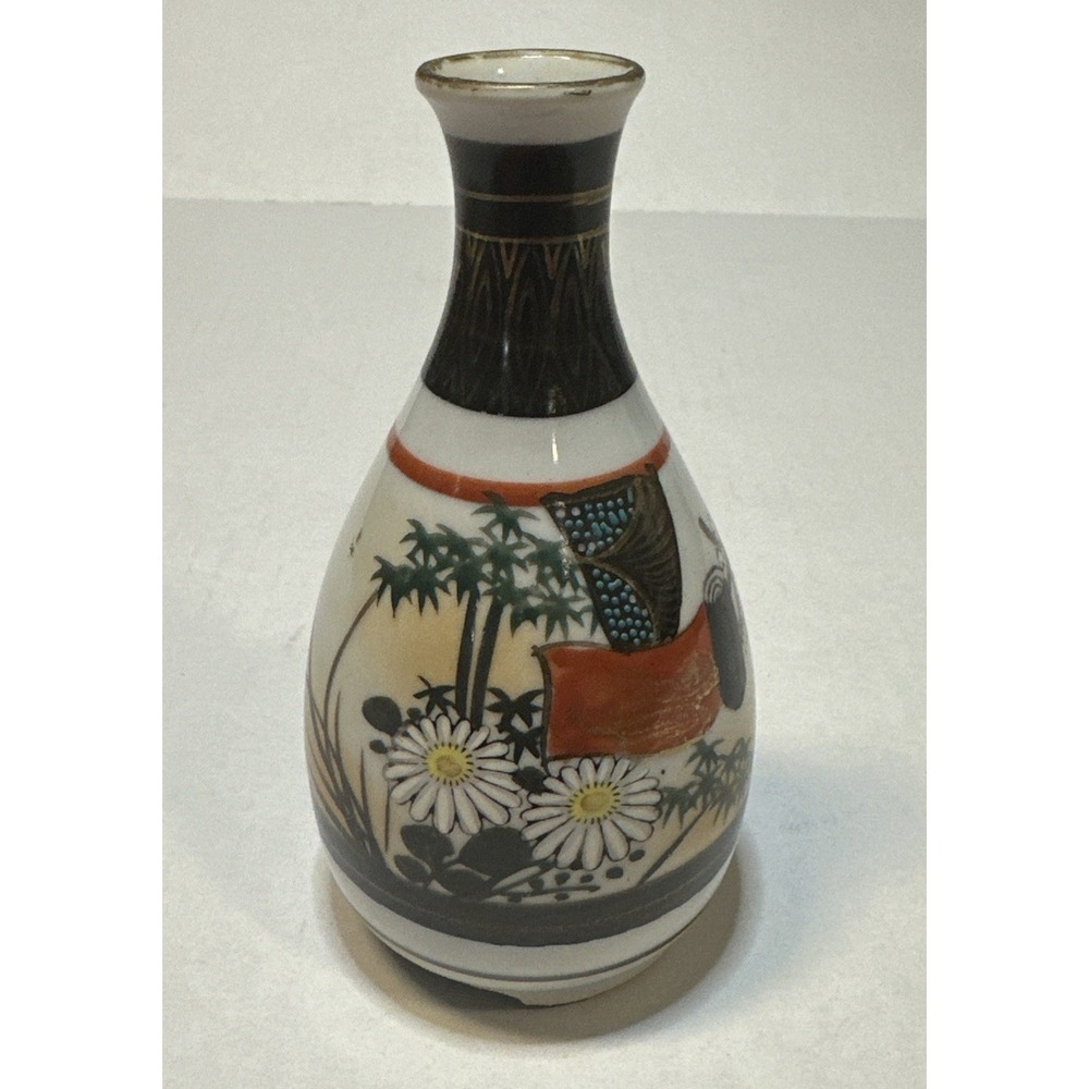 Hand-painted Porselin Tokkuri Japanese Sake Bottle/Vase 5.75" Tall